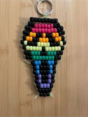 Rainbow Pony Beaded Keychain - Rainbow Ghostface Design